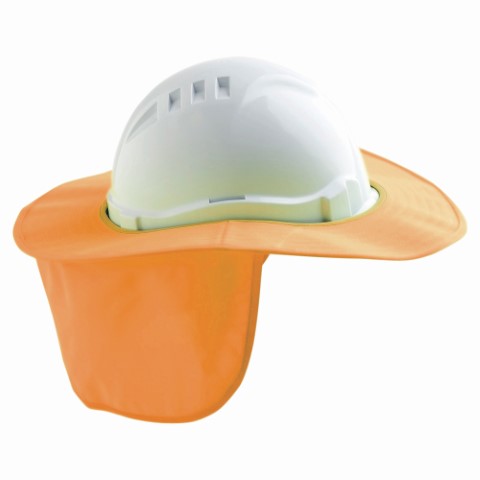 HARD HAT BRIM COTTON WITH NECK FLAP - ORANGE